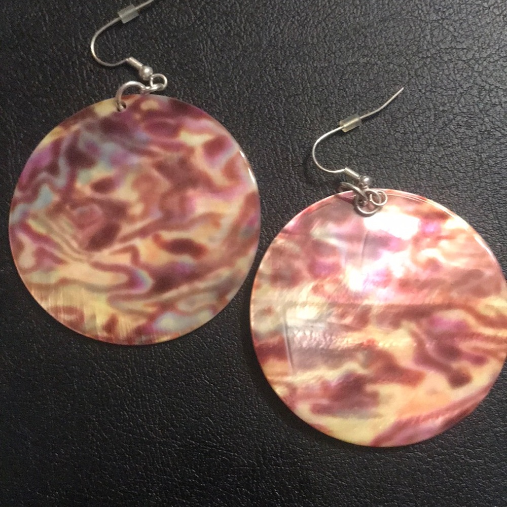 Purple & Yellow shell earrings